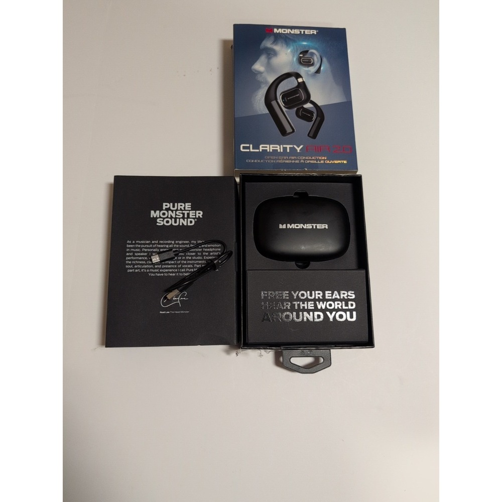 Monster Clarity Air 2.0 Wireless Open Ear Air Conduction Earbuds Ear Hooks